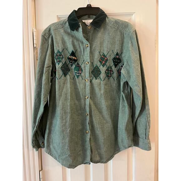 VTG Casey Max Plaid Embroidered Corduroy Collar Scarecrow Grandma Academia Twee - Picture 1 of 6